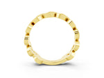 Pavé Round Aquamarine Interlocking Eternity Band in Yellow gold with Bezel Prong Setting_3