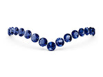 Pavé Round Blue Sapphire Chevron Band in Platinum with Shared Prong Setting