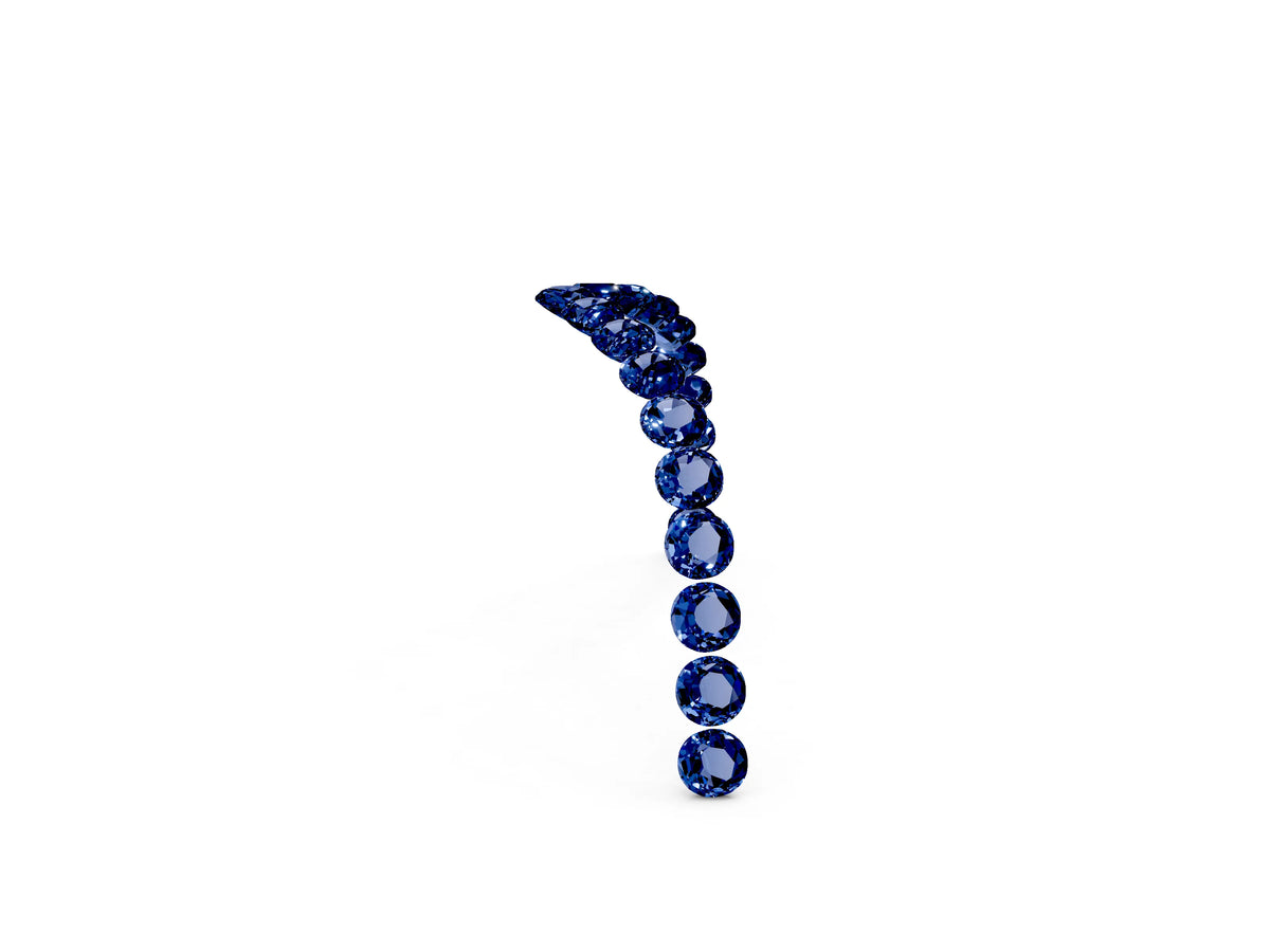 Pavé Round Blue Sapphire Chevron Band in Silver with Shared Prong Setting_2