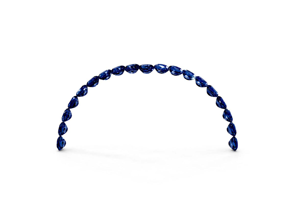 Pavé Round Blue Sapphire Chevron Band in Yellow gold with Shared Prong Setting_3
