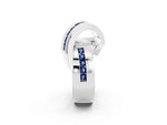 Pavé Round Blue Sapphire Crossover Band in Platinum with Channel Setting_2