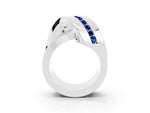 Pavé Round Blue Sapphire Crossover Band in Platinum with Channel Setting_3