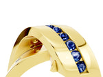 Pavé Round Blue Sapphire Crossover Band in Yellow gold with Channel Setting_4
