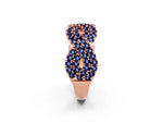 Pavé Round Blue Sapphire Infinity Twist Band in Rose gold with Shared Prong Setting_2