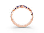 Pavé Round Blue Sapphire Infinity Twist Band in Rose gold with Shared Prong Setting_3