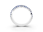 Pavé Round Blue Sapphire Infinity Twist Band in White gold with Shared Prong Setting_3