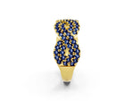 Pavé Round Blue Sapphire Infinity Twist Band in Yellow gold with Shared Prong Setting_2