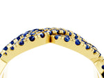 Pavé Round Blue Sapphire Infinity Twist Band in Yellow gold with Shared Prong Setting_4