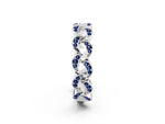 Pavé Round Blue Sapphire Interlocking Eternity Band in Platinum with Bezel Prong Setting_2