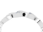 Pavé Round Blue Sapphire Interlocking Eternity Band in White gold with Bezel Prong Setting_4
