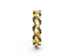 Pavé Round Blue Sapphire Interlocking Eternity Band in Yellow gold with Bezel Prong Setting_2