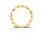 Pavé Round Blue Sapphire Interlocking Eternity Band in Yellow gold with Bezel Prong Setting_3