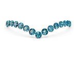 Pavé Round Blue Topaz Chevron Band in Silver with Shared Prong Setting