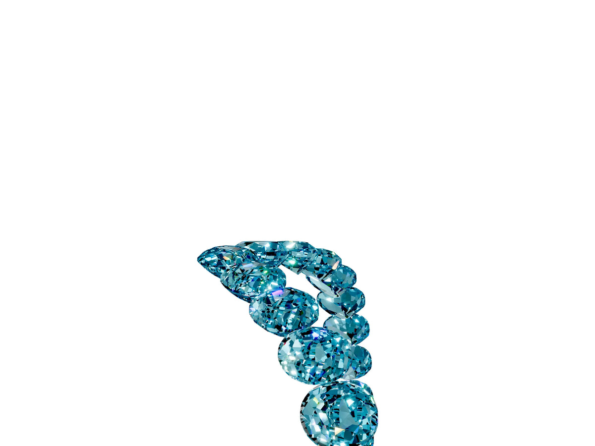 Pavé Round Blue Topaz Chevron Band in White gold with Shared Prong Setting_5