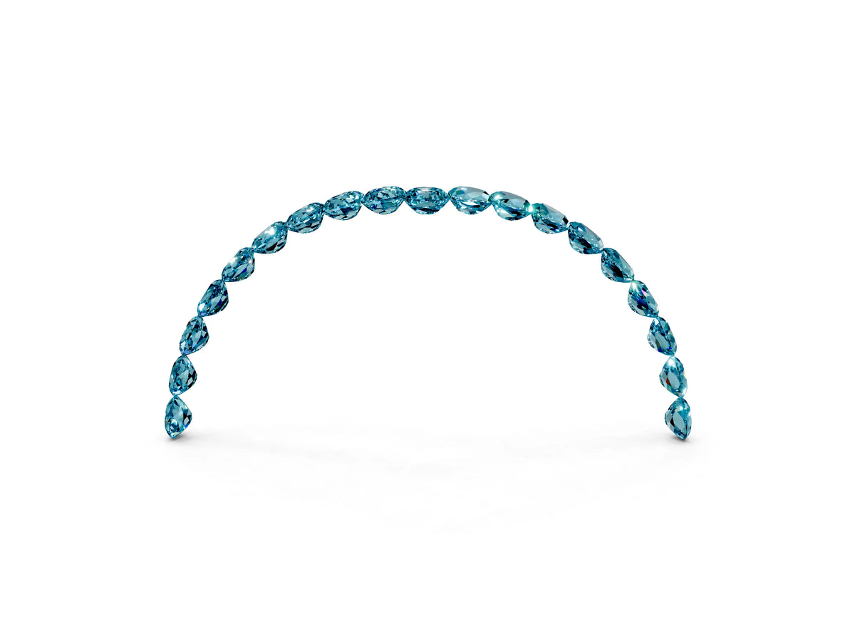 Pavé Round Blue Topaz Chevron Band in Yellow gold with Shared Prong Setting_3