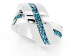Pavé Round Blue Topaz Crossover Band in Platinum with Channel Setting_1