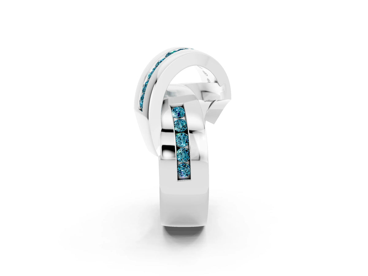 Pavé Round Blue Topaz Crossover Band in Platinum with Channel Setting_2