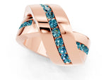 Pavé Round Blue Topaz Crossover Band in Rose gold with Channel Setting_1