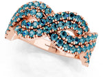 Pavé Round Blue Topaz Infinity Twist Band in Rose gold with Shared Prong Setting_1