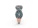 Pavé Round Blue Topaz Infinity Twist Band in Rose gold with Shared Prong Setting_2
