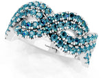 Pavé Round Blue Topaz Infinity Twist Band in Silver with Shared Prong Setting_1