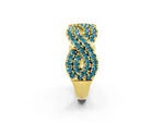 Pavé Round Blue Topaz Infinity Twist Band in Yellow gold with Shared Prong Setting_2