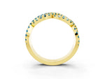 Pavé Round Blue Topaz Infinity Twist Band in Yellow gold with Shared Prong Setting_3