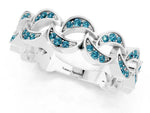 Pavé Round Blue Topaz Interlocking Eternity Band in Platinum with Bezel Prong Setting_1