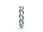 Pavé Round Blue Topaz Interlocking Eternity Band in Platinum with Bezel Prong Setting_2