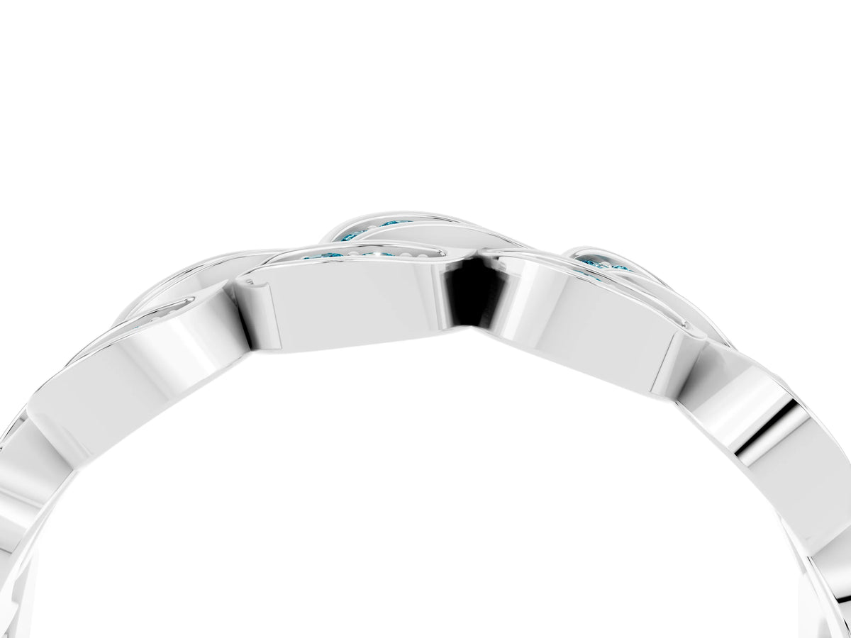 Pavé Round Blue Topaz Interlocking Eternity Band in Platinum with Bezel Prong Setting_4