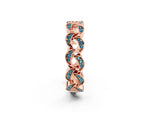 Pavé Round Blue Topaz Interlocking Eternity Band in Rose gold with Bezel Prong Setting_2