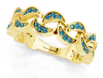 Pavé Round Blue Topaz Interlocking Eternity Band in Yellow gold with Bezel Prong Setting_1