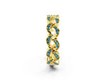 Pavé Round Blue Topaz Interlocking Eternity Band in Yellow gold with Bezel Prong Setting_2