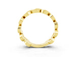 Pavé Round Blue Topaz Interlocking Eternity Band in Yellow gold with Bezel Prong Setting_3