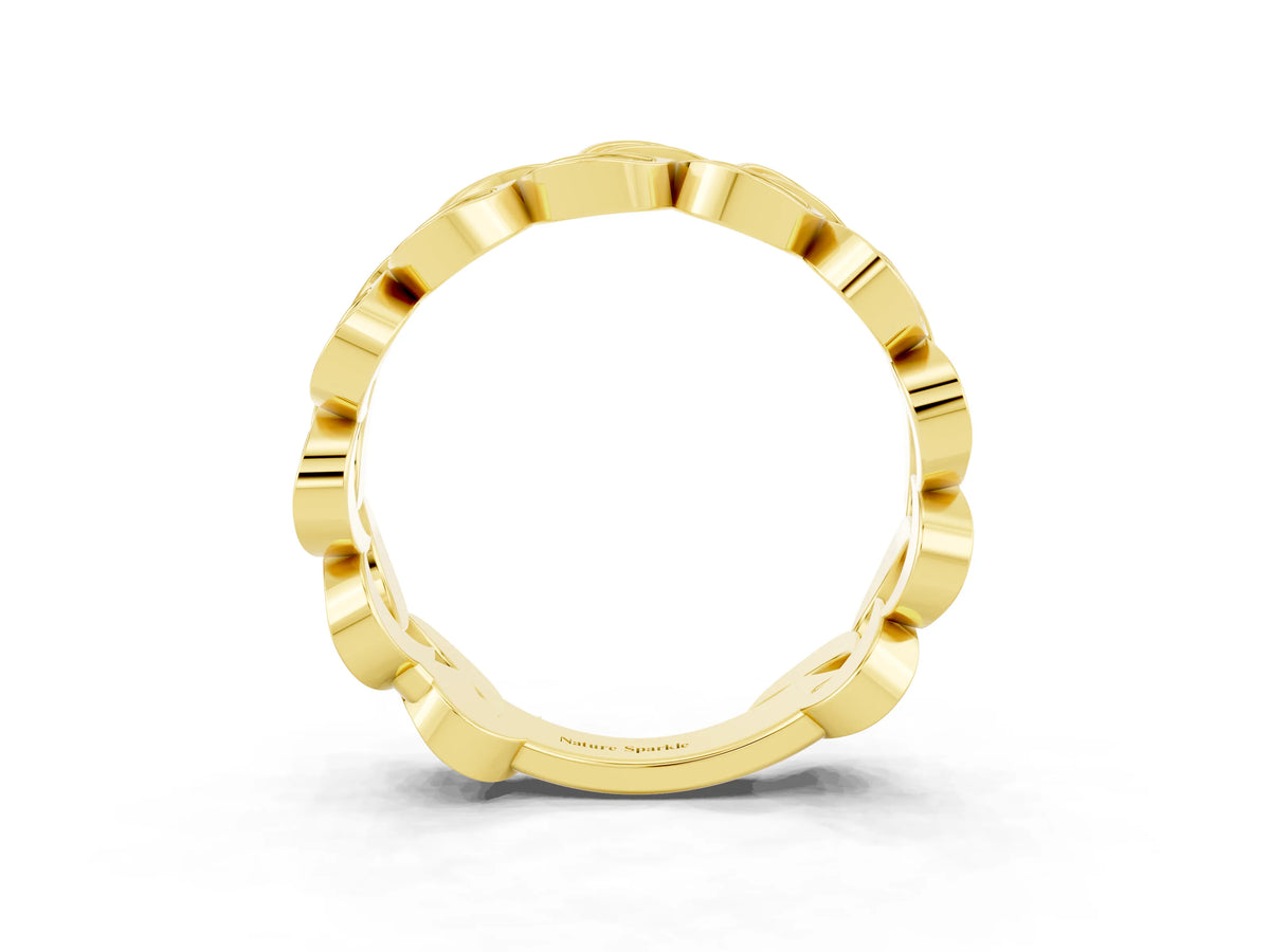 Pavé Round Blue Topaz Interlocking Eternity Band in Yellow gold with Bezel Prong Setting_3