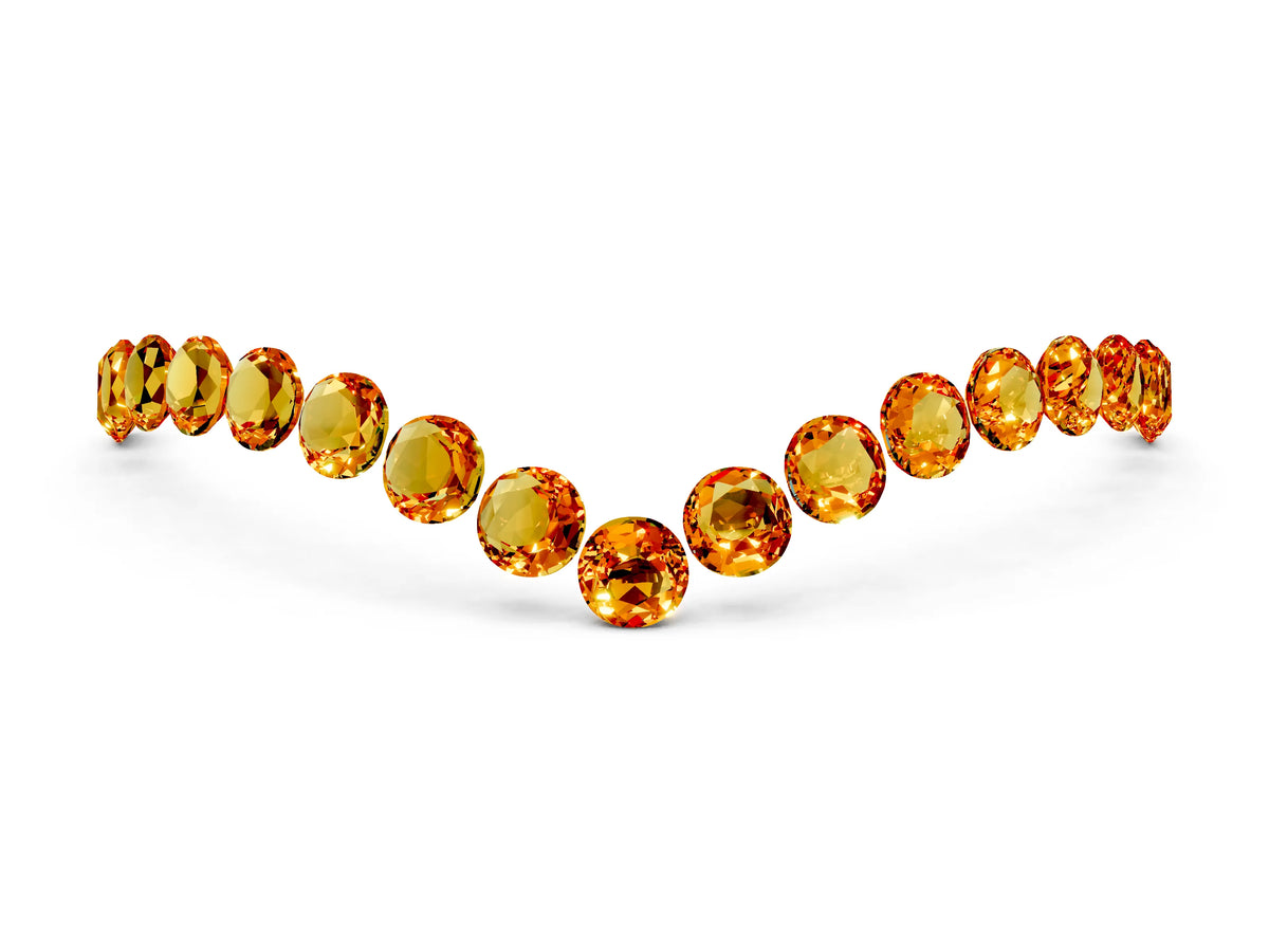 Pavé Round Citrine Chevron Band in Rose gold with Shared Prong Setting