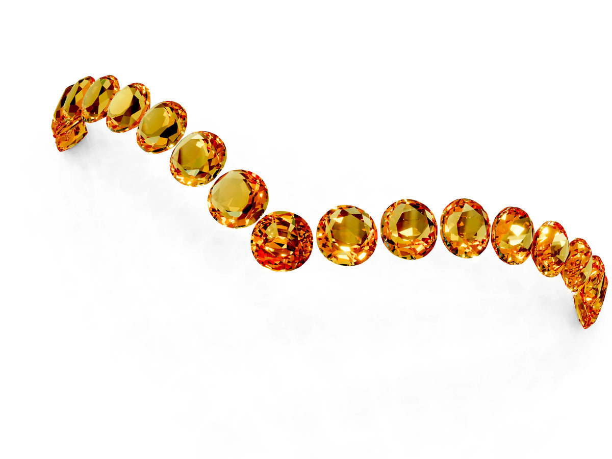Pavé Round Citrine Chevron Band in White gold with Shared Prong Setting_1