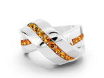Pavé Round Citrine Crossover Band in Silver with Channel Setting