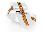 Pavé Round Citrine Crossover Band in White gold with Channel Setting_1