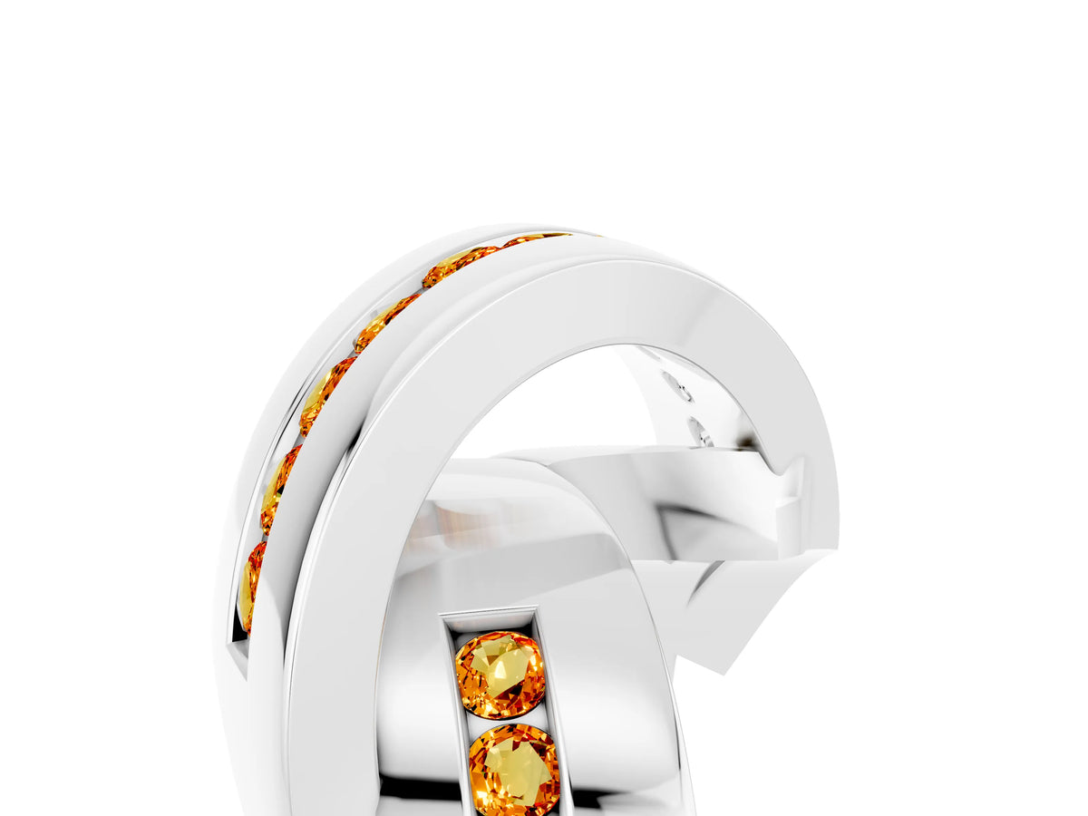 Pavé Round Citrine Crossover Band in White gold with Channel Setting_5