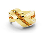 Pavé Round Citrine Crossover Band in Yellow gold with Channel Setting