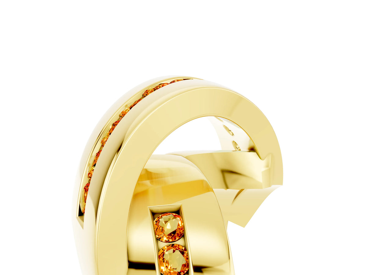 Pavé Round Citrine Crossover Band in Yellow gold with Channel Setting_5