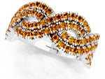Pavé Round Citrine Infinity Twist Band in Platinum with Shared Prong Setting_1