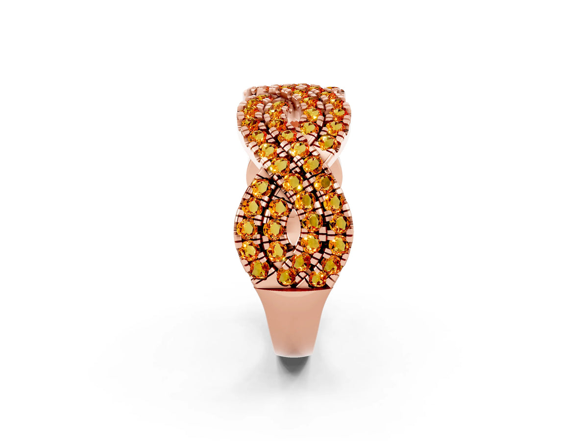 Pavé Round Citrine Infinity Twist Band in Rose gold with Shared Prong Setting_2