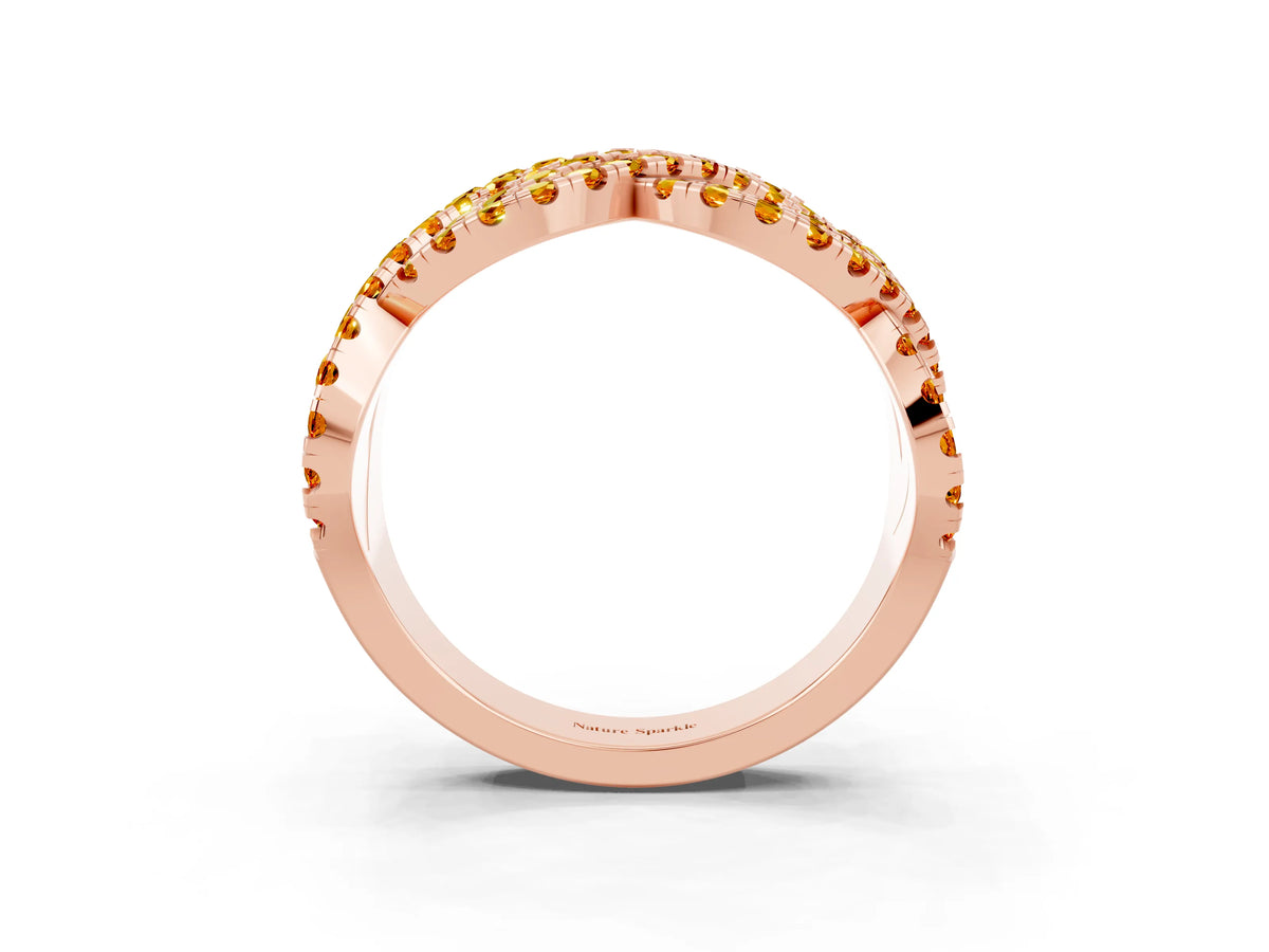 Pavé Round Citrine Infinity Twist Band in Rose gold with Shared Prong Setting_3