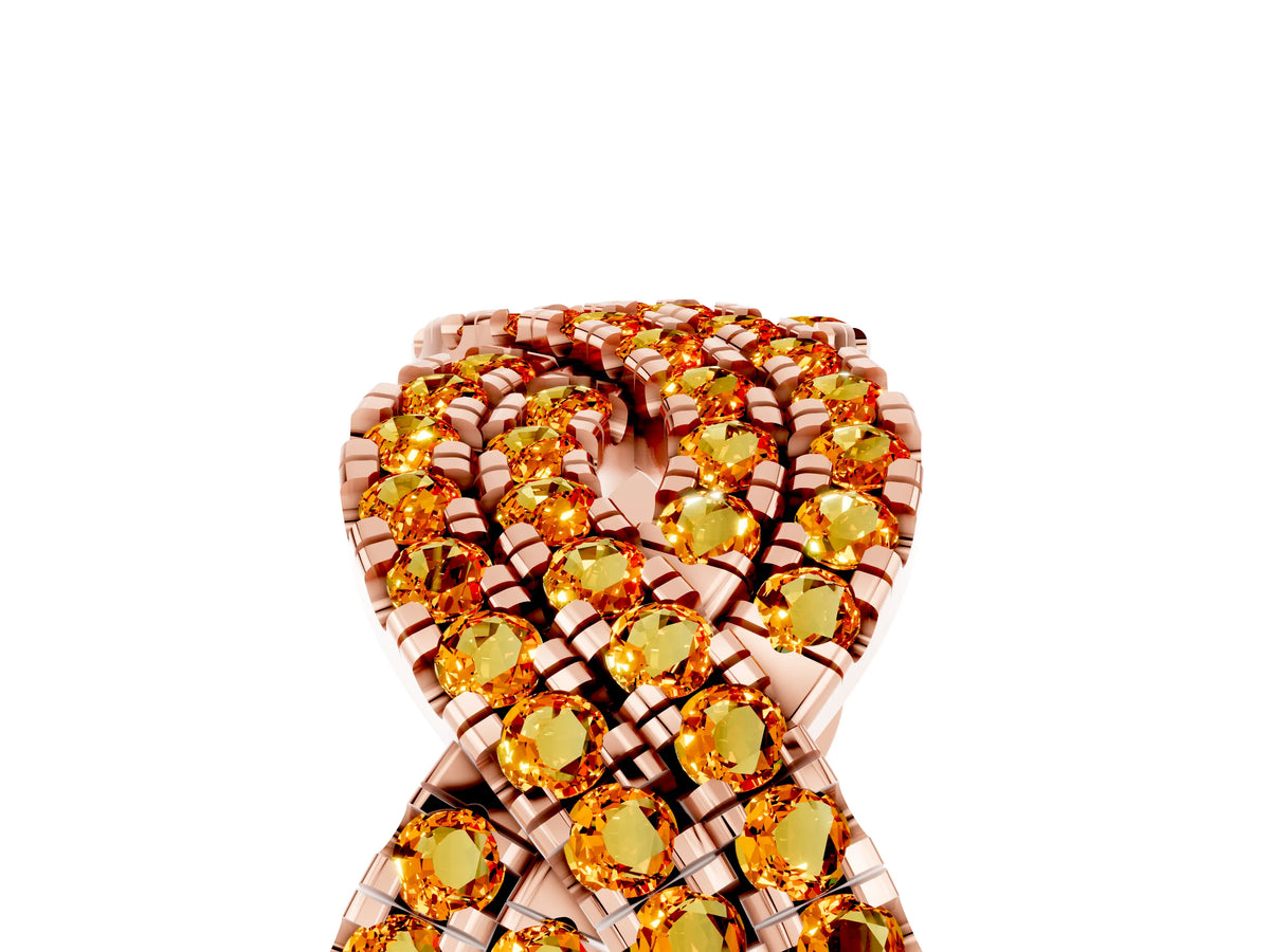 Pavé Round Citrine Infinity Twist Band in Rose gold with Shared Prong Setting_5