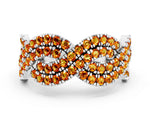 Pavé Round Citrine Infinity Twist Band in Silver with Shared Prong Setting