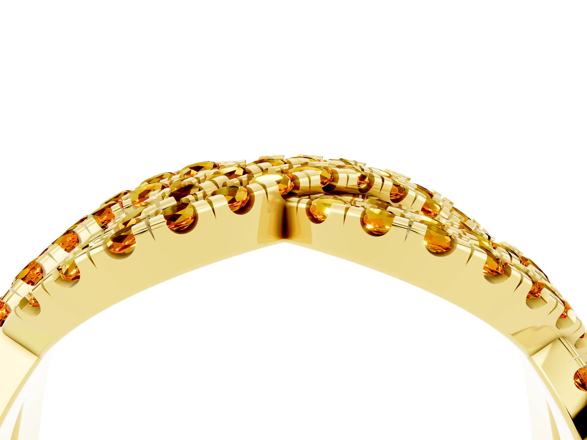 Pavé Round Citrine Infinity Twist Band in Yellow gold with Shared Prong Setting_4