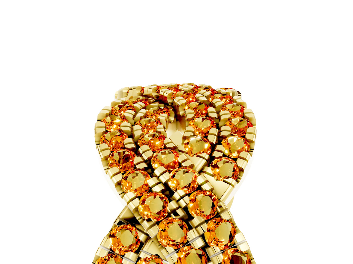 Pavé Round Citrine Infinity Twist Band in Yellow gold with Shared Prong Setting_5