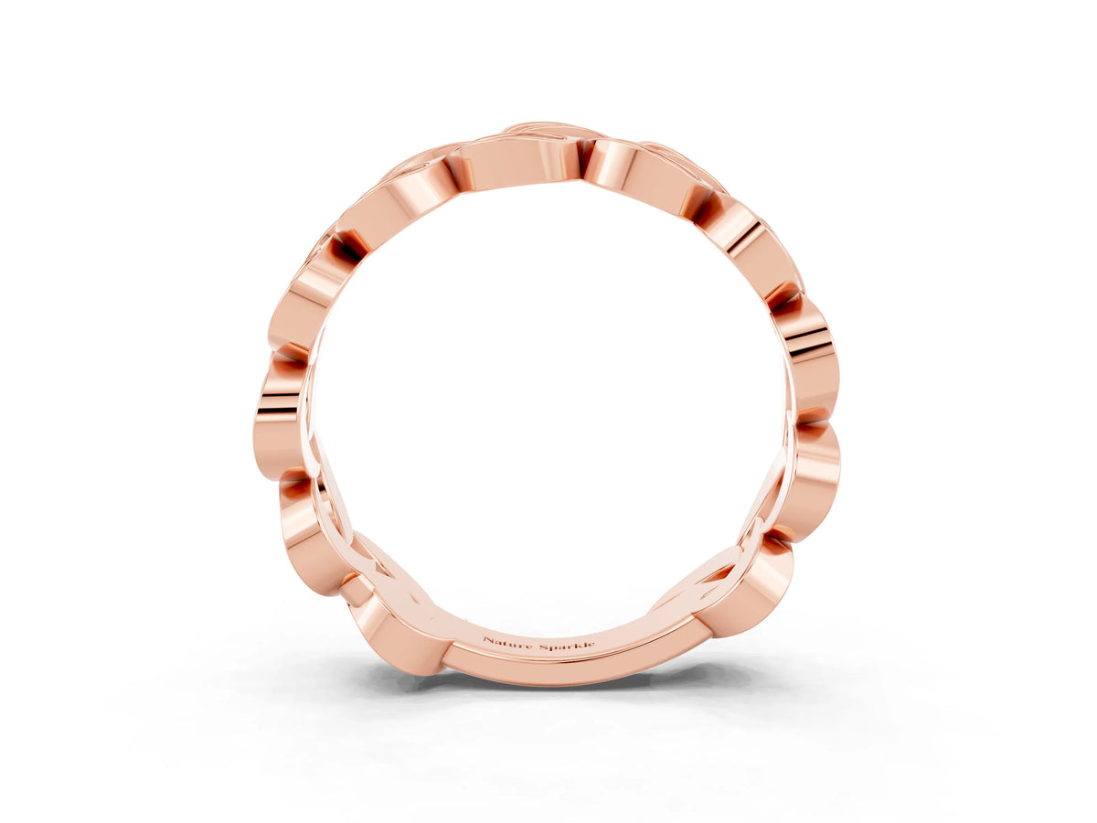 Pavé Round Citrine Interlocking Eternity Band in Rose gold with Bezel Prong Setting_3